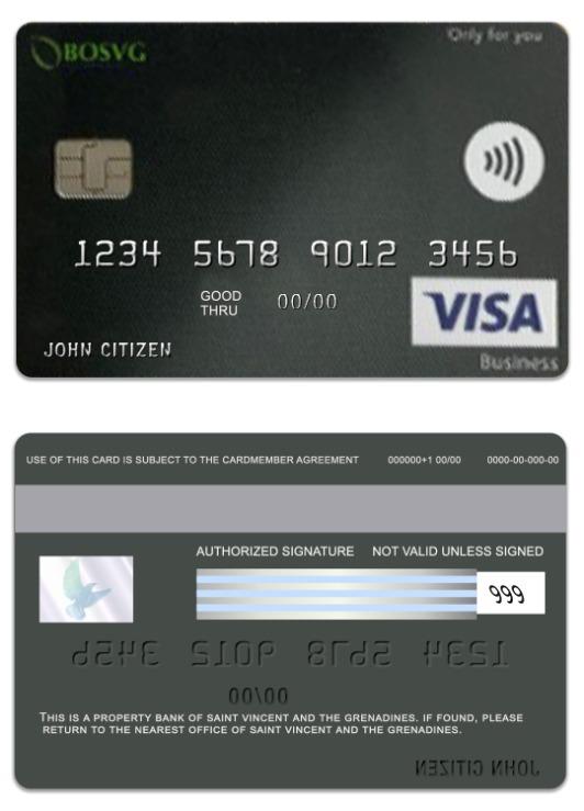Saint Vincent and The Grenadines BOSVG visa business card
